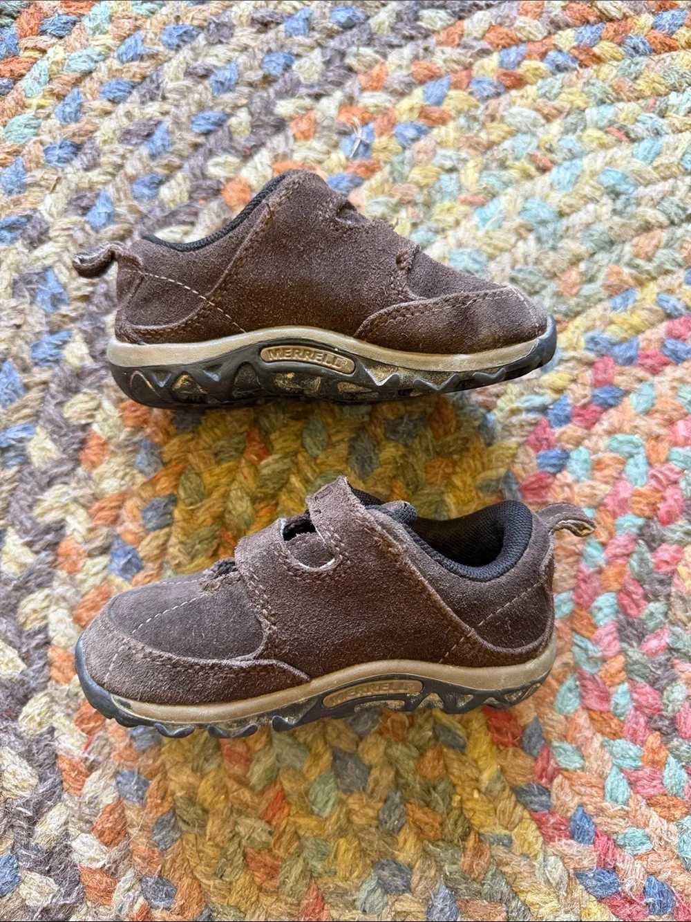Merrell Jungle Moc Brown Suede Hook-and-Loop Athletic Hiker Toddler Sneakers
